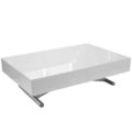 Box Coffee to dinner table in white gloss finish with silver legs - transforming table furniture space saver