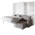 MurphySofa wall bed open showing bed over sectional grey sofa