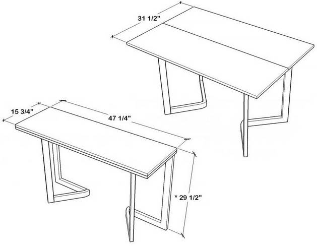 The Flip console to dinner table expands to double in size dimensions