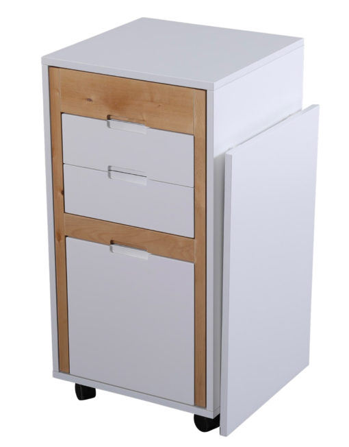 Ludovico Micro office with wood and white mix - modern designer office cabinet desk