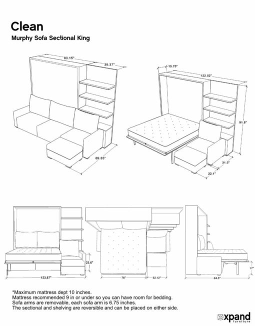 murphysofa clean sectional KING dimension sheet