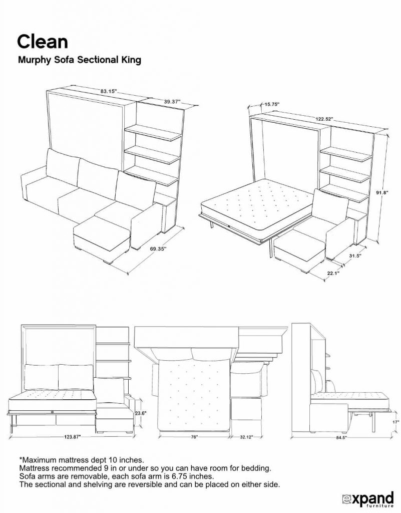 murphysofa clean sectional KING dimension sheet