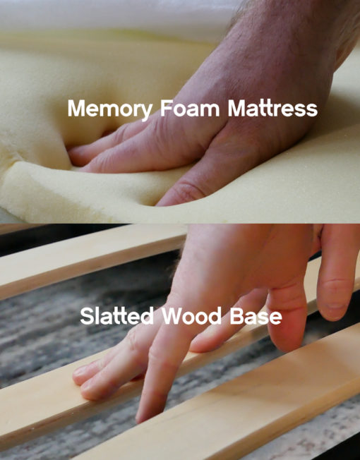 The Harmony has slatted-wood-base-and-memory-foam