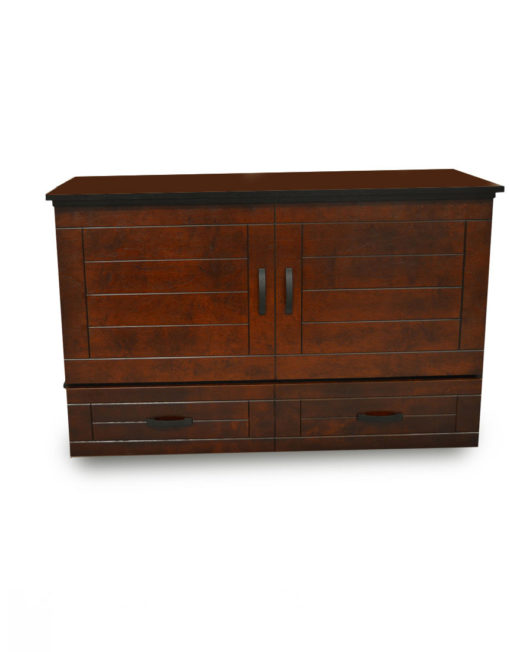 Metro-Cabinet-Bed-in-Dark-wood-and-styled