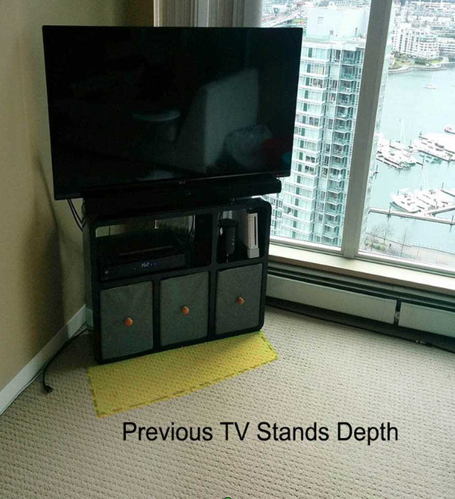 Slender TV stand needs less room