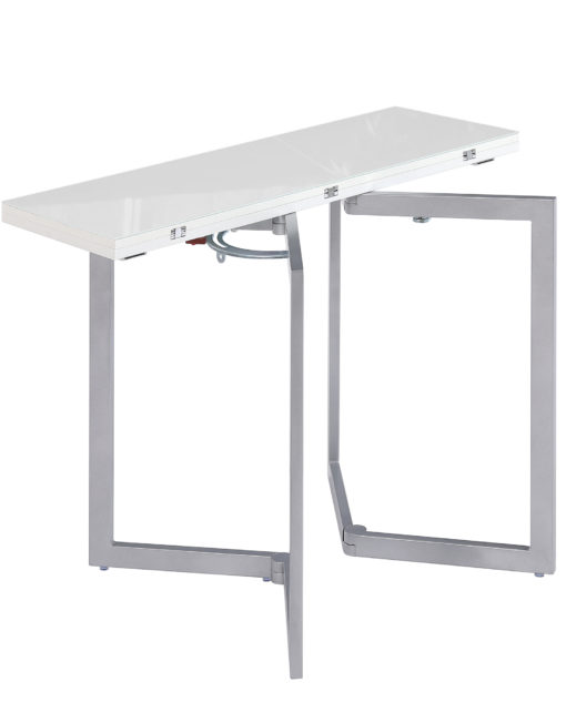 Min Flip console table in white glass - doubles in size