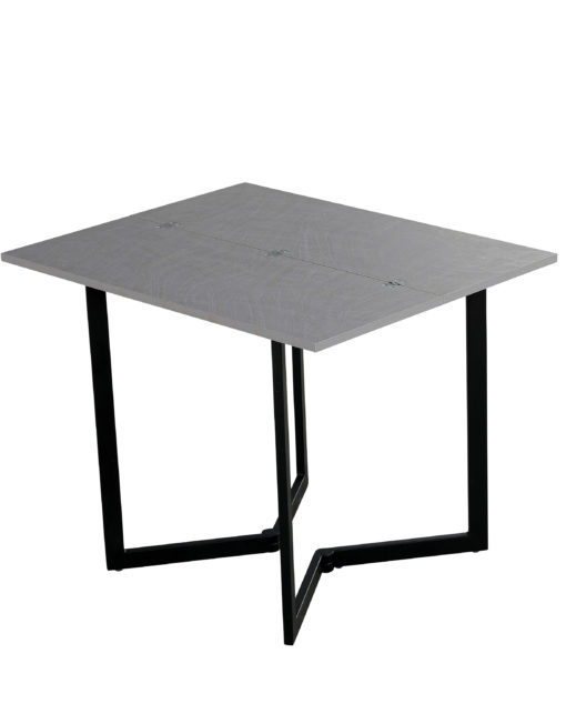 Mini Flip in concrete texture with black legs - console convertible table for apartments