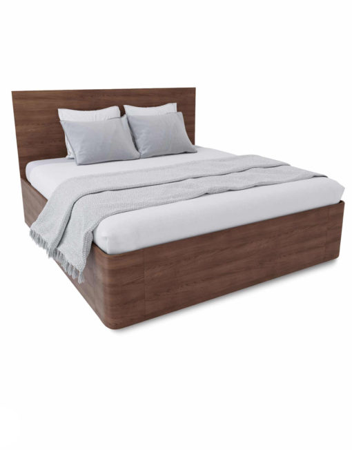 Pratico-King-Lift-storage-bed-in-walnut-wood-curved