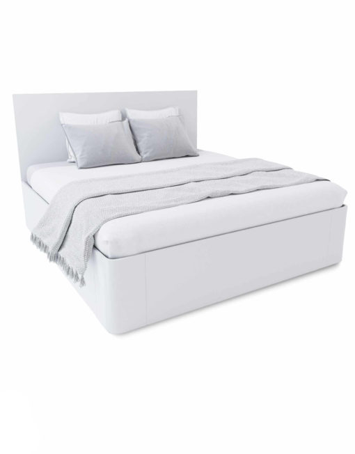 Pratico-King-Lift-storage-bed-in-white-wood-curved