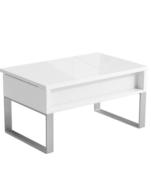 Mini Boost storage table in glossy white with silver metal legs