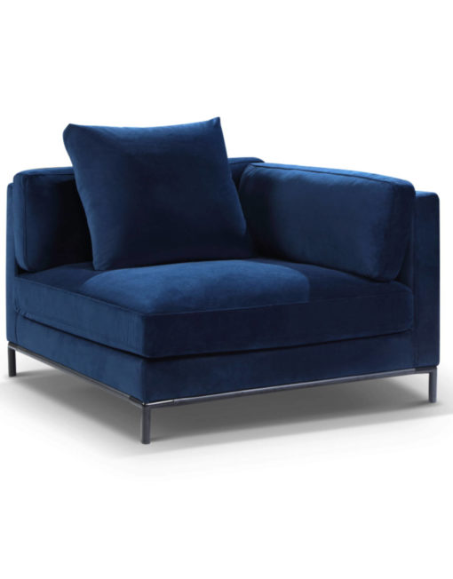 Migliore corner Sofa module in navy blue microfiber fabric with modular design