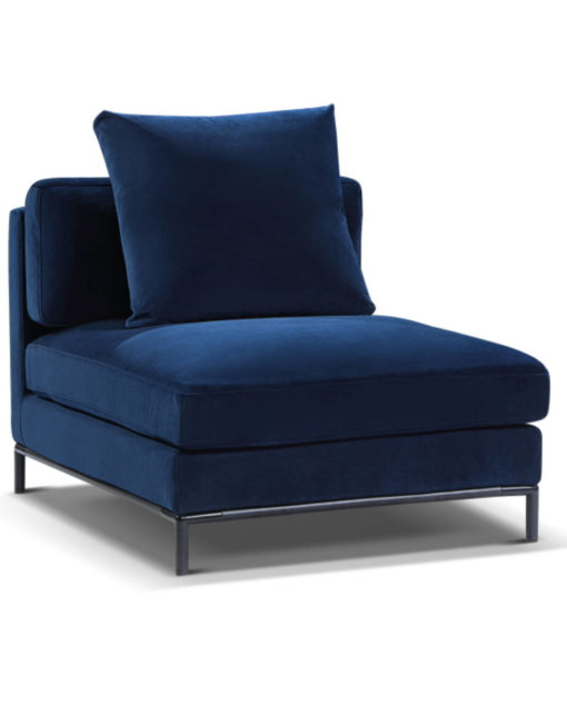 Migliore single Sofa module in navy blue microfiber fabric with modular design