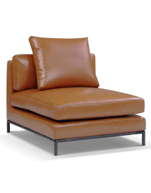 Migliore-single-modular sofa seat in genuine leather brown burned orange color