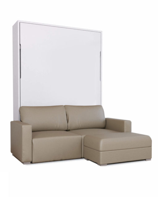 Pu-Taupe-leather-sofa-with-white-matte-wall-bed-MurphySofa-Minima