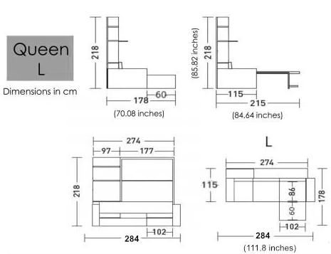 Compatto float wall bed sofa L