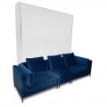 MurphySofa white glossy King wall bed with Modular Migliore Large sofa in Navy Blue