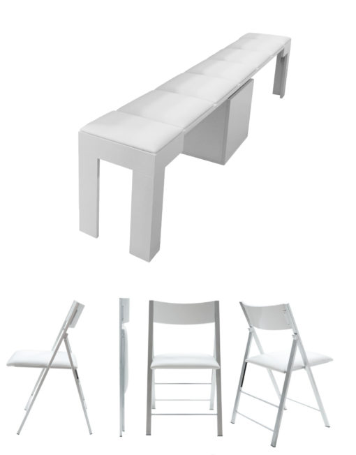 nano chairs and extending bench dining bundle add on in open form