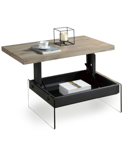 The-Cadence-Mini-Lift-Storage-table-with-glass-base-and-wood-top-opened