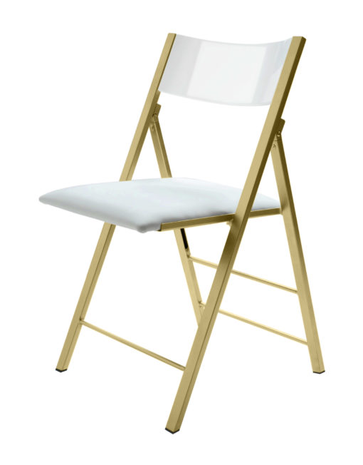 nano folding chair in white gloss with gold legs