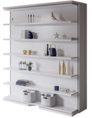 Compatto LMG revolving Shelf wall bed in Bianco white with decorative shelving