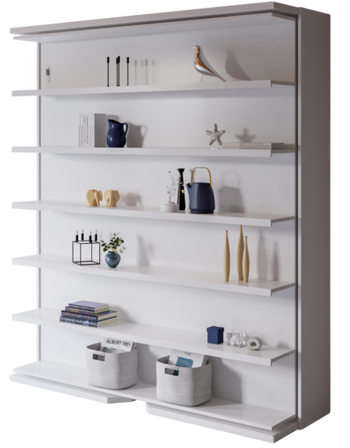 Compatto LMG revolving Shelf wall bed in Bianco white with decorative shelving