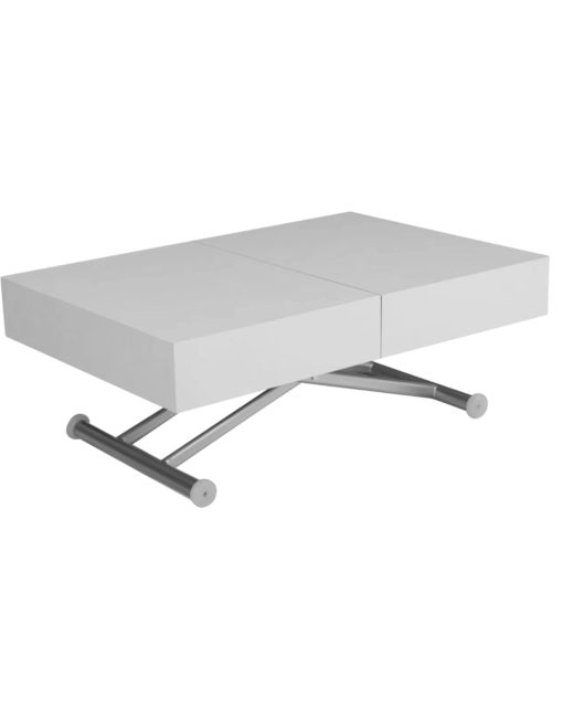 Outdoor box coffee table in flat white with silver legs - outdoor extending coffee table