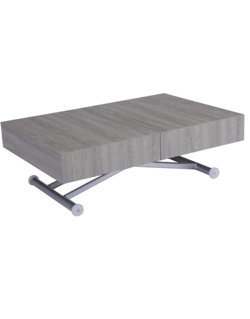 Outdoor box coffee table in grey panel with silver legs - waterproof patio coffee table