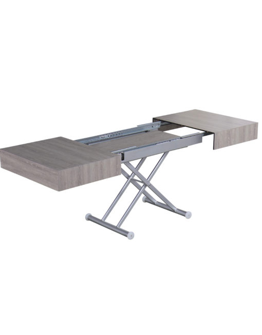 Outdoor box coffee table in grey panel with silver legs - waterproof table transformer