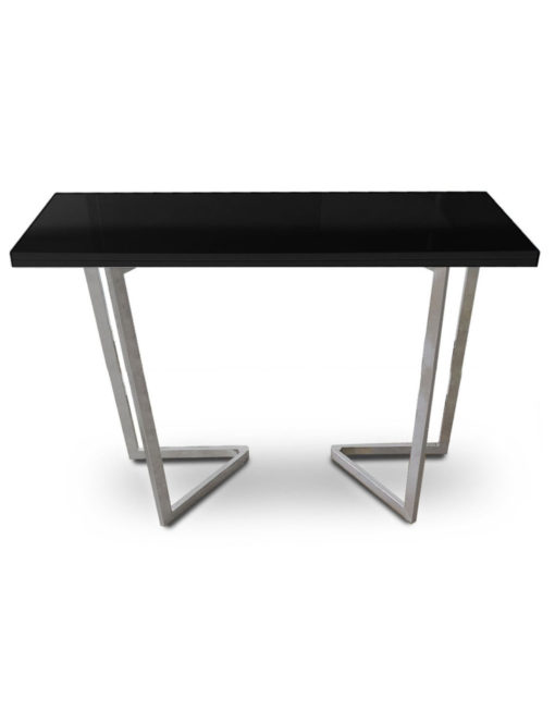 Counter-Height-Flip-Expanding-table in black gloss and silver legs