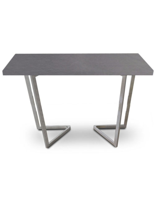 Counter-Height-Flip-Expanding-table in concrete texture and silver legs