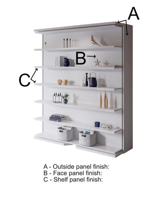 Compatto revolving wall bed shelf model choice of finishing