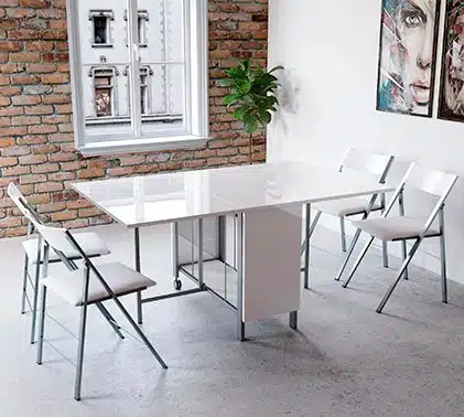 Folded White Expandable Table And Chairs For Sale In Boston