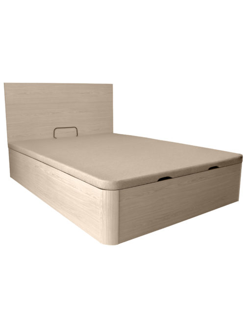 Queen Platform Lift storage bed in light Roble light wood panel